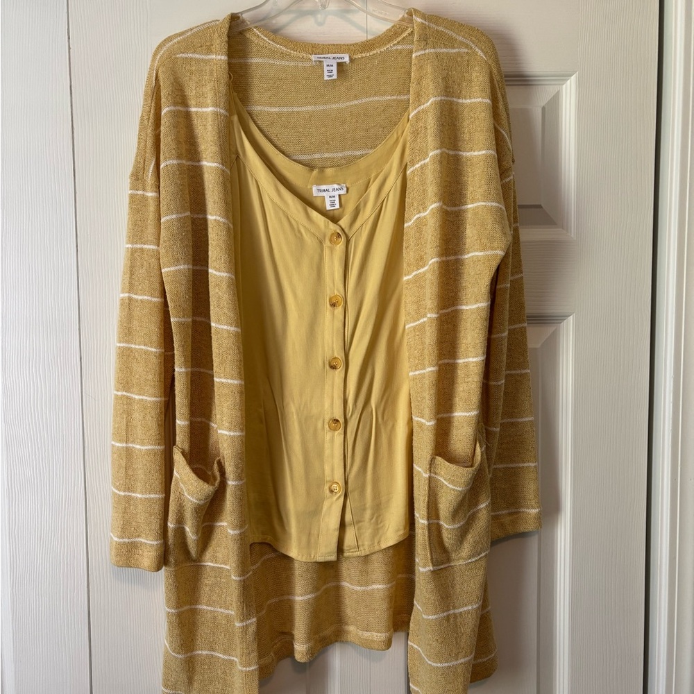 Yellow Striped Women's Sweater and matching tank